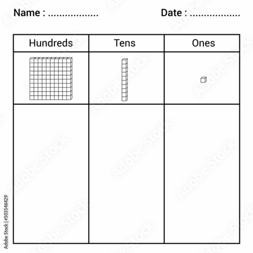 place value chart work. one tens and hundreds