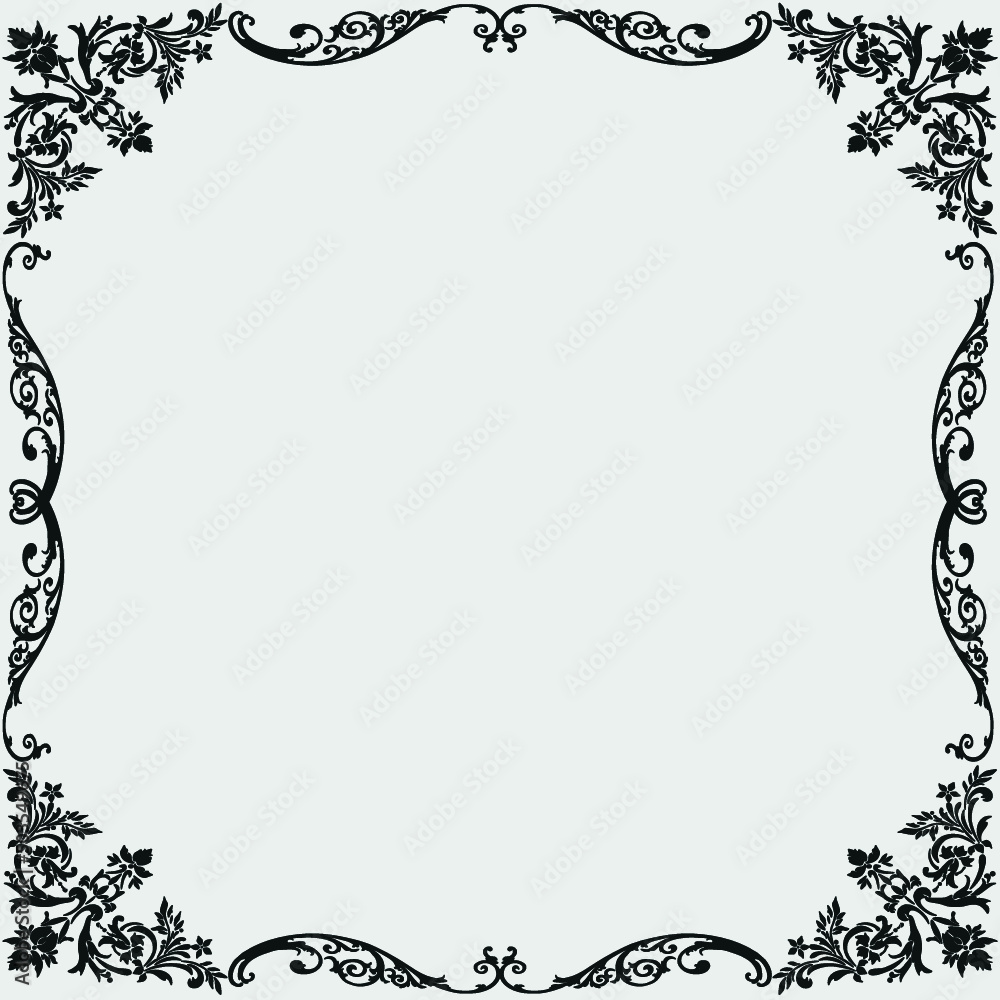 vector decorative framed style ornament and plants
