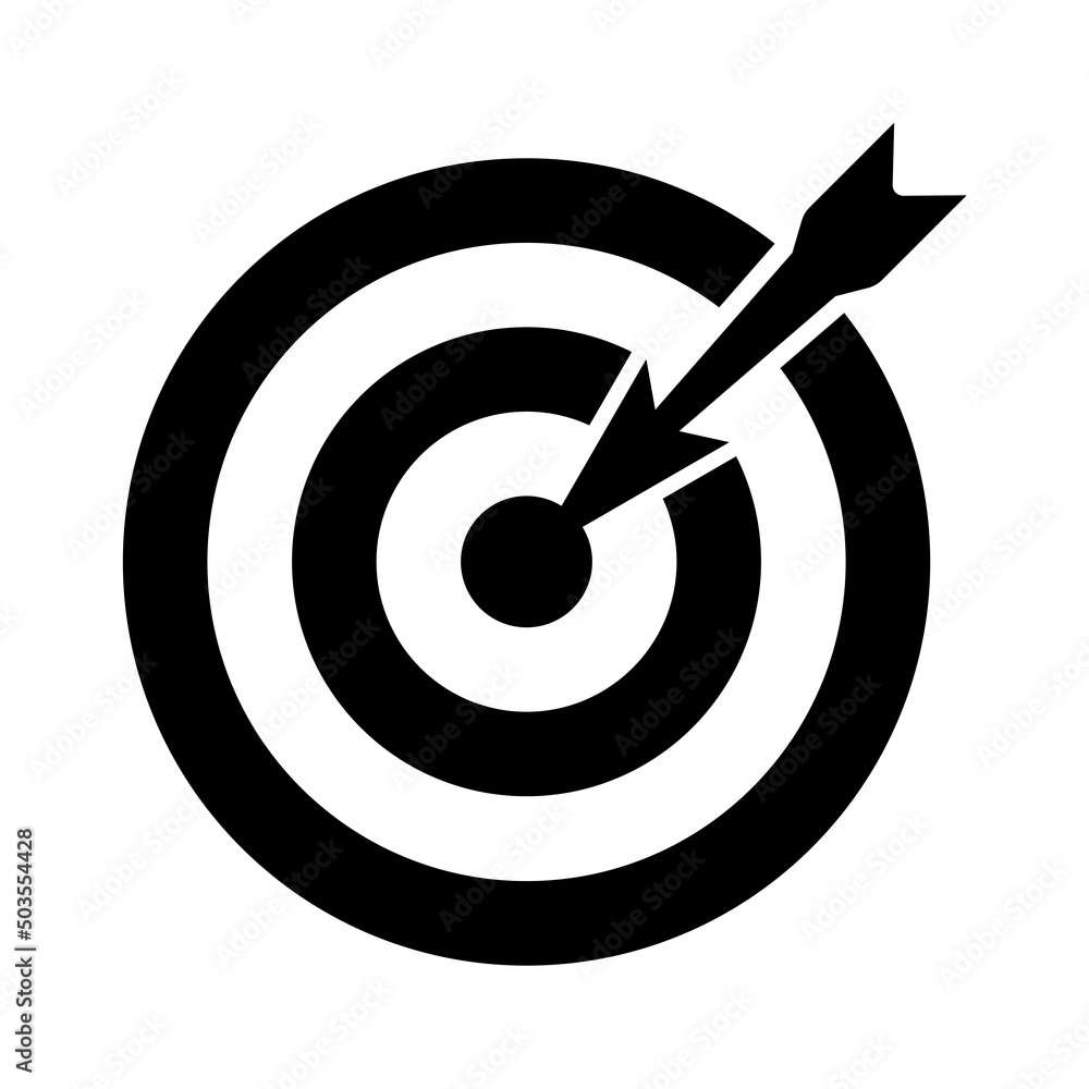Target With Arrow icon. Arrow hit center target Target With Arrow icon. Arrow hit center target