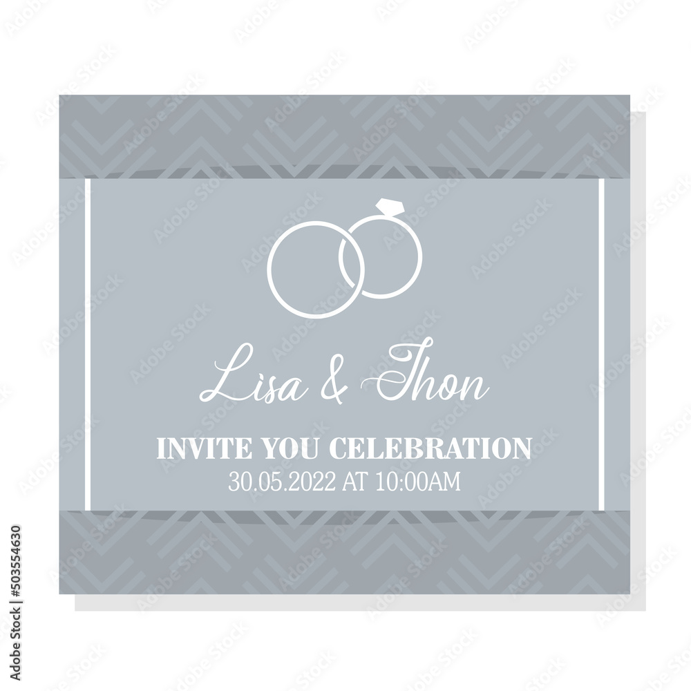 Isolated rings names wedding invitation vector illustration