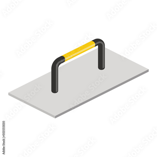 Trowel plastering concrete. Vector 3d line isometric, color web icons, new flat style. Creative design idea for infographics.