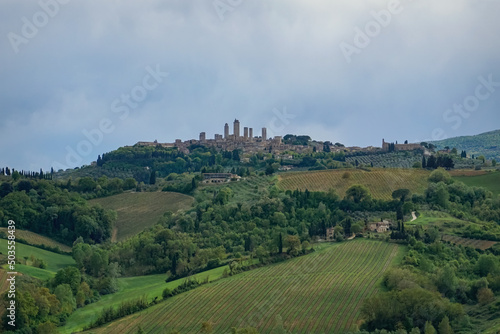San Gimignano Landscape, Tuscany, Italy. Beautiful view of the medieval town.