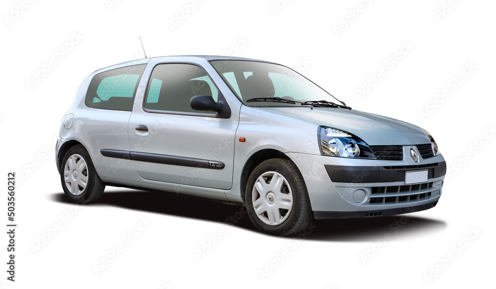 Renault Clio II, isolated on white background, 3 June 2015