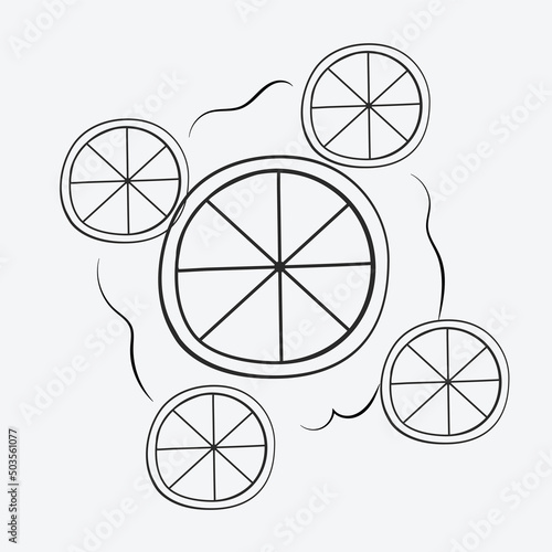 Fruit lemon orange icons doodle