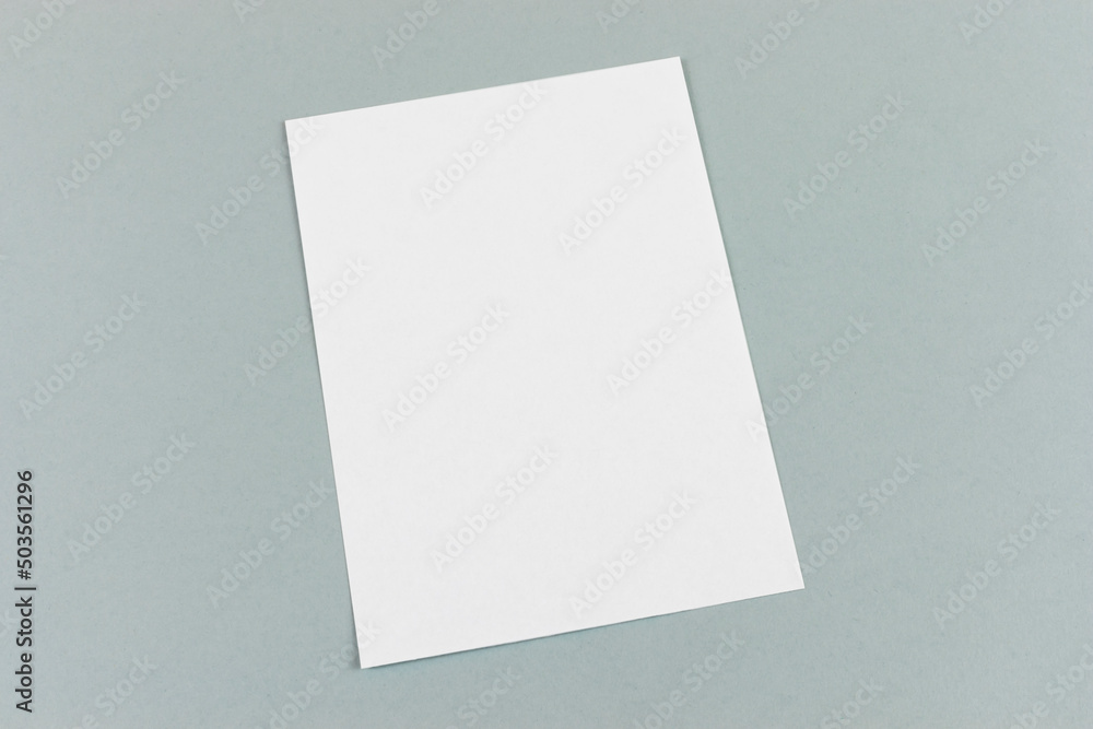 Mockup of white blank empty page for invitation, documents, card, branding on grey background Mockup of white blank empty page for invitation, documents, card, branding on grey background