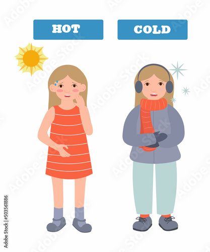 cute example of opposite word antonym for kid