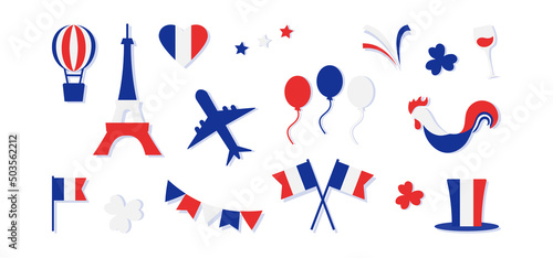 France symbol vector icon, french set, country flag. Blue, white and red colors. National illustration