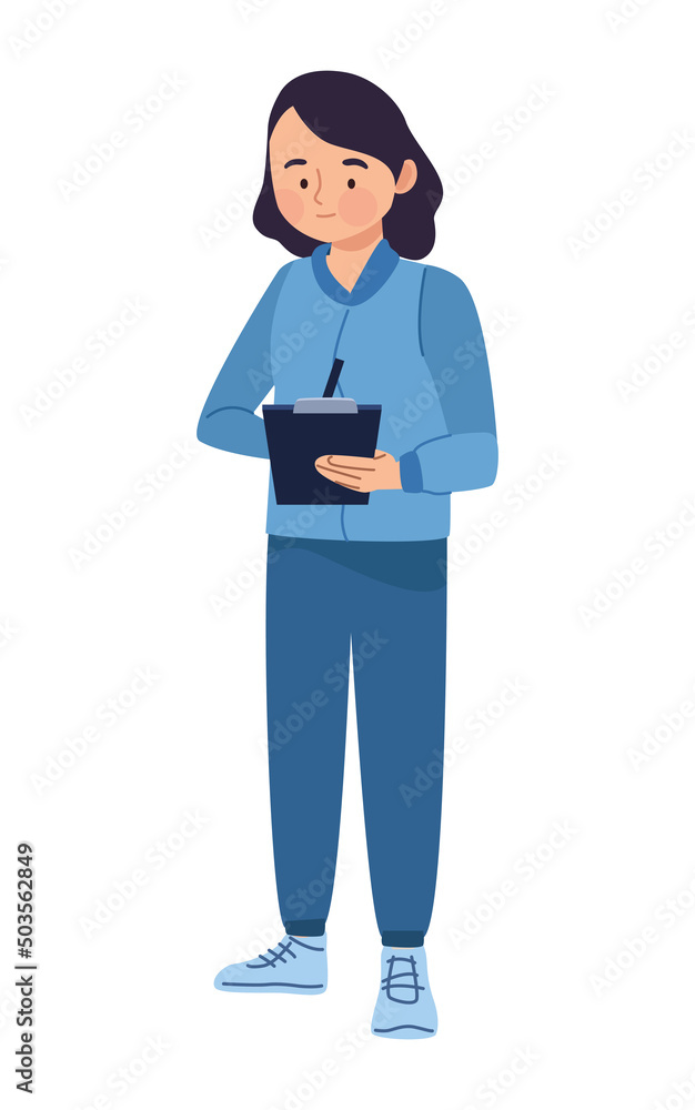 female coach writing in checklist female coach writing in checklist