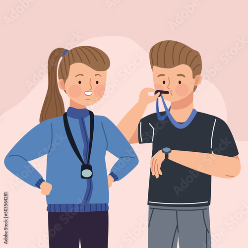 coaches with chronometer and whistle