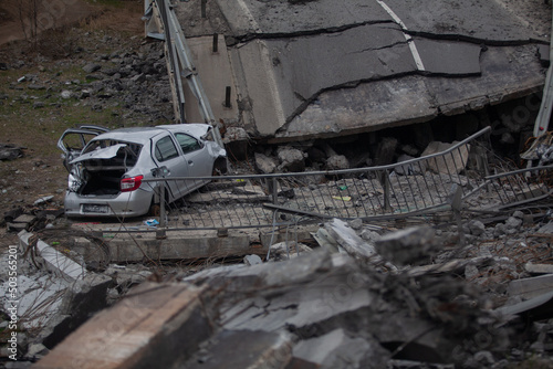 Road bridge destroyed by Russian bomb