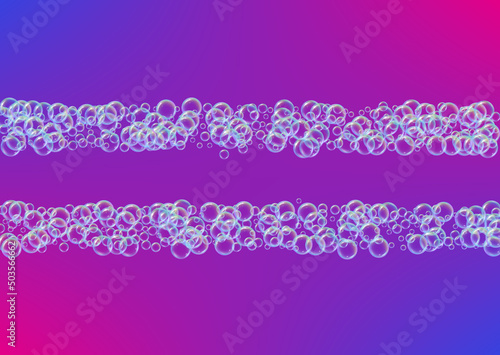 Bath bubble. Detergent soap foam and suds for bathtub. Shampoo. 3d vector illustration template. Rainbow Aqua fizz and splash. Realistic water frame and border. colorful liquid bath bubble.