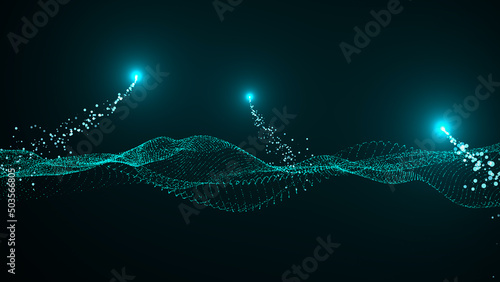Glowing wave. Technological wave. Digital background. Digital technology concept design. 3d illustration.