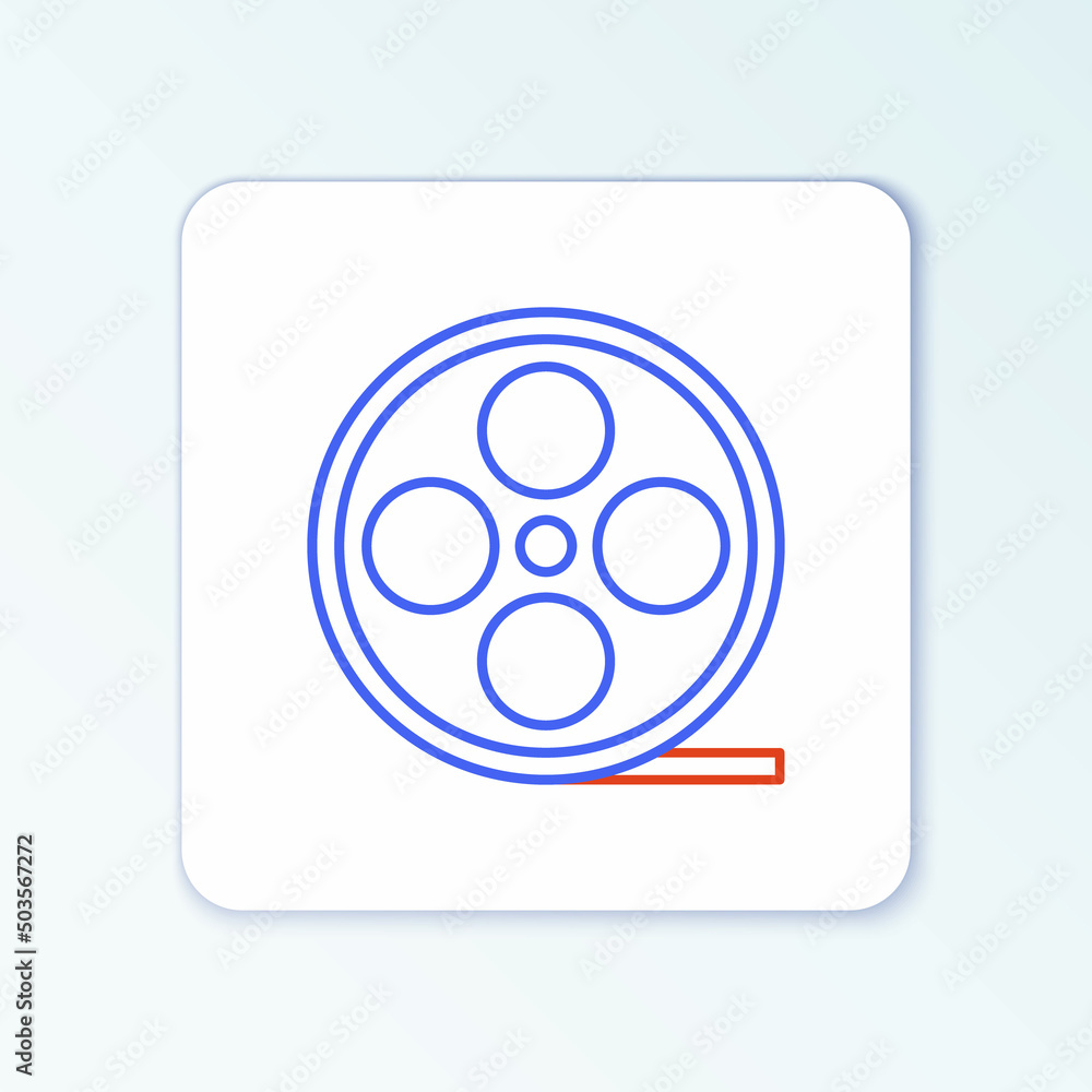 Line Film reel icon isolated on white background. Colorful outline concept. Vector Line Film reel icon isolated on white background. Colorful outline concept. Vector