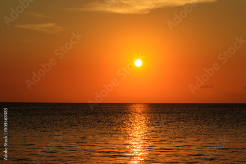 Fototapeta Naklejka Na Ścianę i Meble -  View of the Indian ocean at sunset in Zanzibar, Tanzania