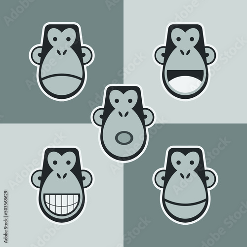 Vector black and white design of Swag monkey style attribute for sticker or logo, emoticon concept