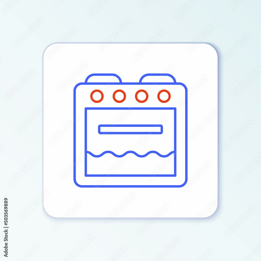 Line Oven icon isolated on white background. Stove gas oven sign. Colorful outline concept. Vector Line Oven icon isolated on white background. Stove gas oven sign. Colorful outline concept. Vector