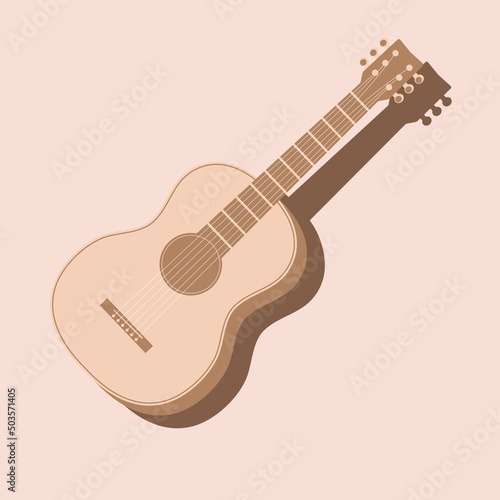 Acoustic guitar in flat style vector illustration