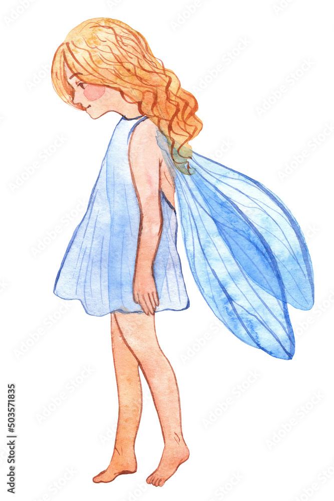 Fairy watercolor illustration isolated on white background. Fairy watercolor illustration isolated on white background.