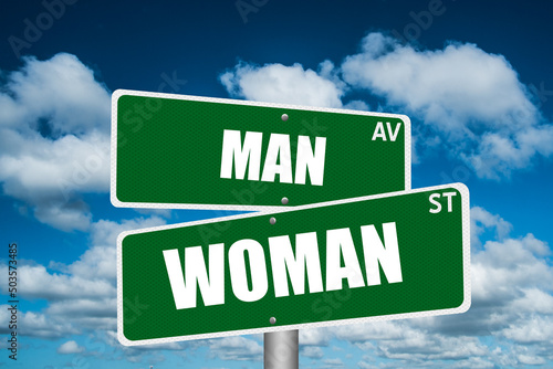 Man vs Woman street sign.