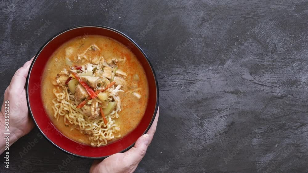 A Bowl of Chicken Curry Noodle Ramen A Bowl of Chicken Curry Noodle Ramen