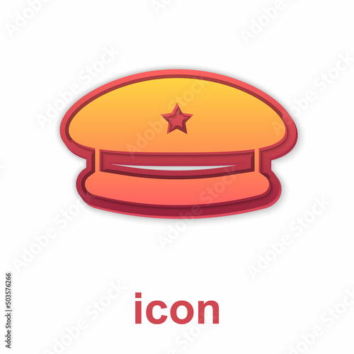 Gold Military beret icon isolated on white background. Soldiers cap. Army hat. War baret. Vector