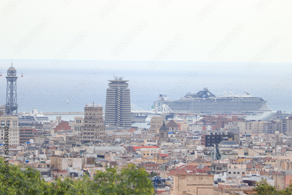 Barcelona, Spain - september 28th 2019: View of Barcelona, seen from Parc Guell