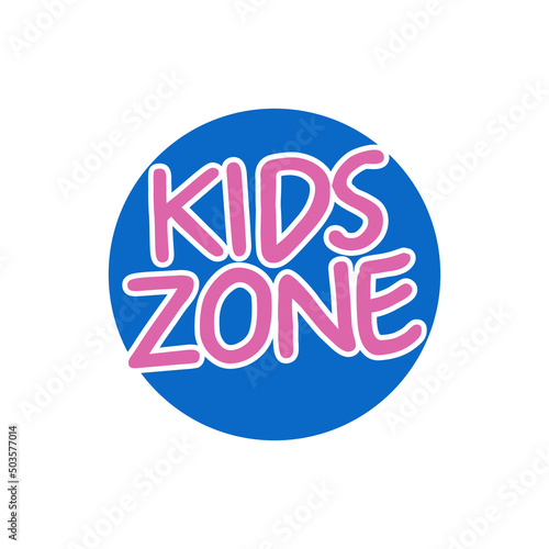 Kids zone banner template. Kids zone vector cartoon logo. Colorful lettering for children's playroom decoration
