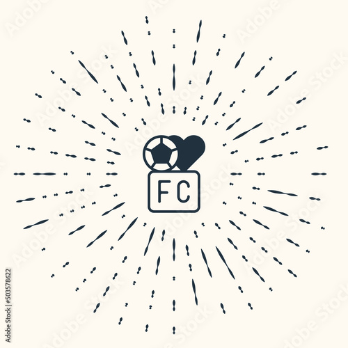 Grey Fan club football icon isolated on beige background. Abstract circle random dots. Vector