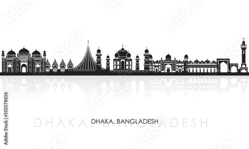 Silhouette Skyline panorama of city of Dhaka, Bangladesh - vector illustration photo