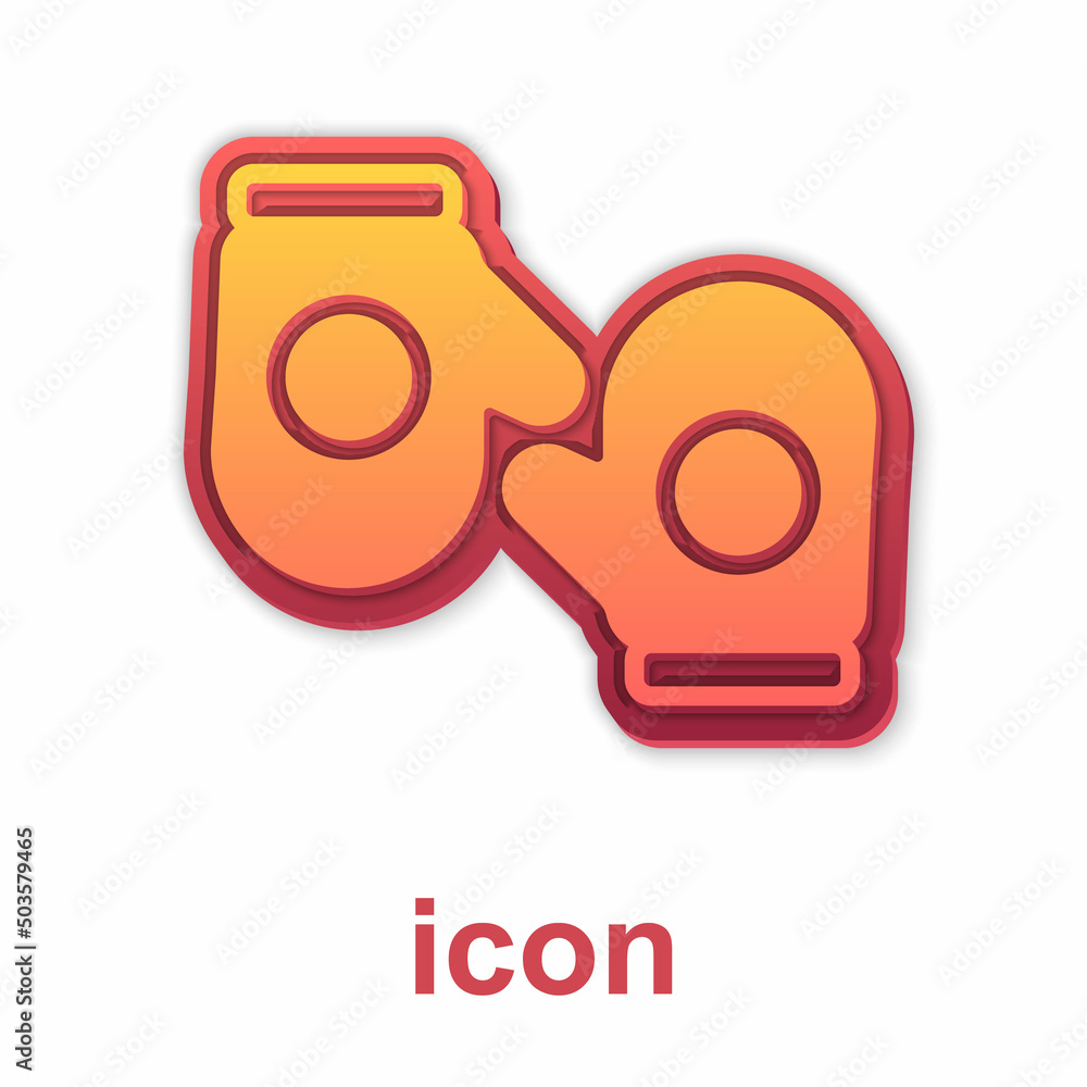 Gold Christmas mitten icon isolated on white background. Merry Christmas and Happy New Year. Vector Gold Christmas mitten icon isolated on white background. Merry Christmas and Happy New Year. Vector
