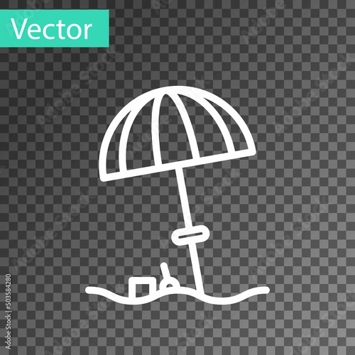 White line Sun protective umbrella for beach icon isolated on transparent background. Large parasol for outdoor space. Beach umbrella. Vector Illustration