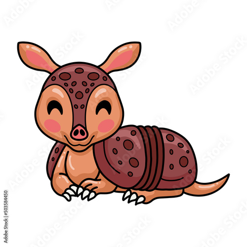 Cute little armadillo cartoon lying down