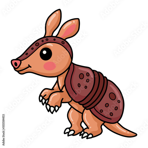 Cute little armadillo cartoon standing