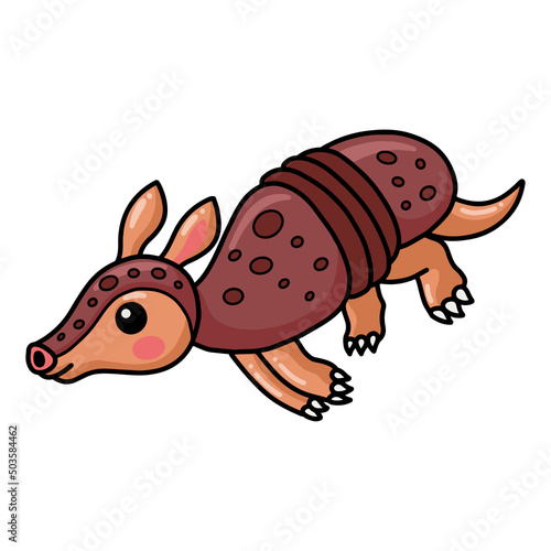 Cute little armadillo cartoon running