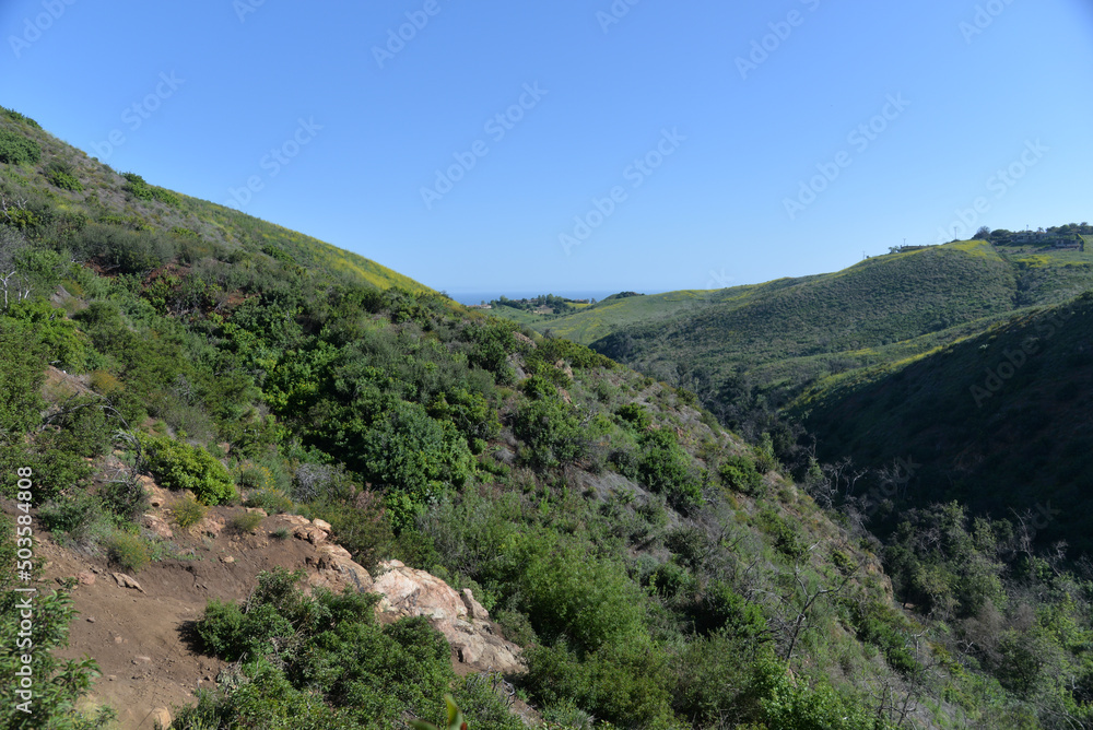Malibu, California, USA - April 3, 2022: Escondido Canyon Trail
