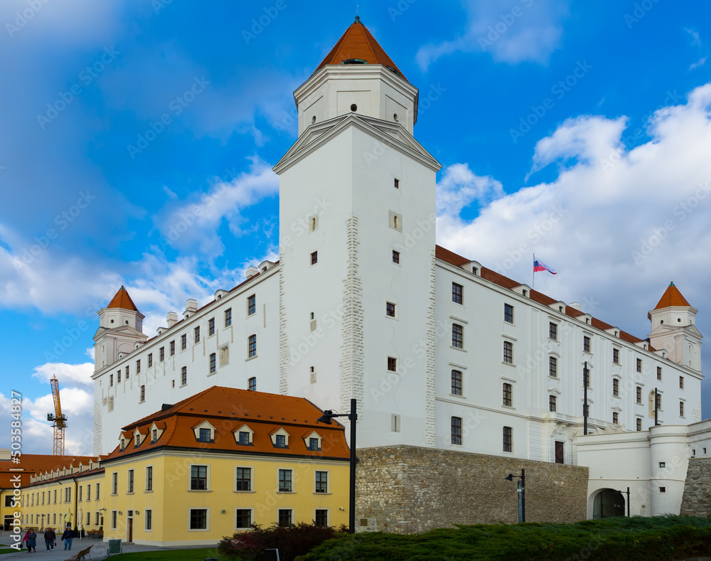 Bratislava Castle is historical landmark on the hills of city outdoors.
