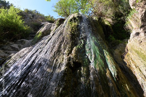 Malibu, California, USA - April 3, 2022: Waterfall in the end of Escondido Canyon Trail