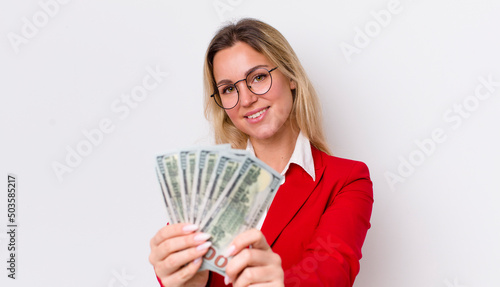 young hadult pretty woman business and banknotes concept photo