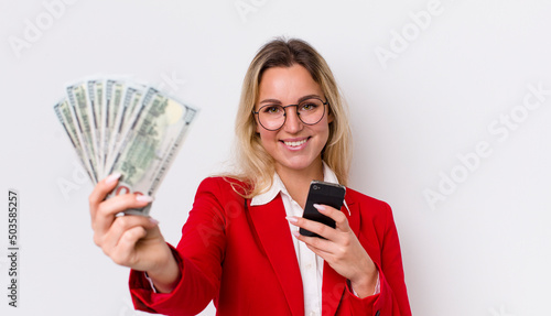 young hadult pretty woman business and banknotes concept photo