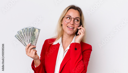 young hadult pretty woman business and banknotes concept photo