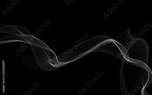 Dark abstract background with a glowing abstract waves