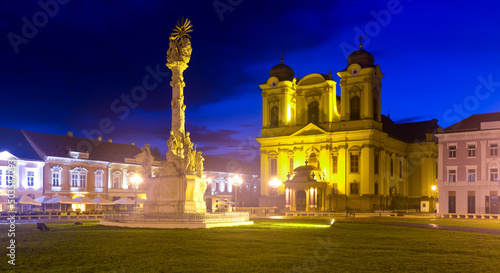 Image of night Union Square in Timisoara of Romania.