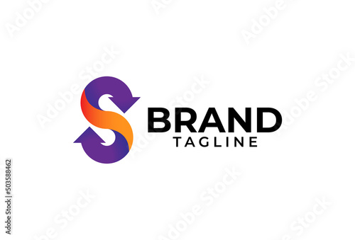 Letter S logo,  two arrows forming the letter s, usable for logistic, finance and company logos, vector illustration