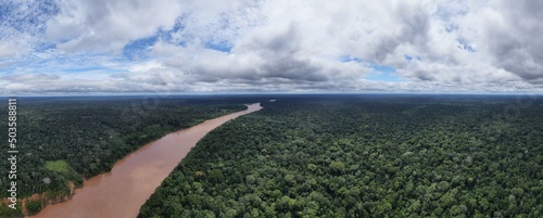 aerial picture of tambopata river in manu national park  photo