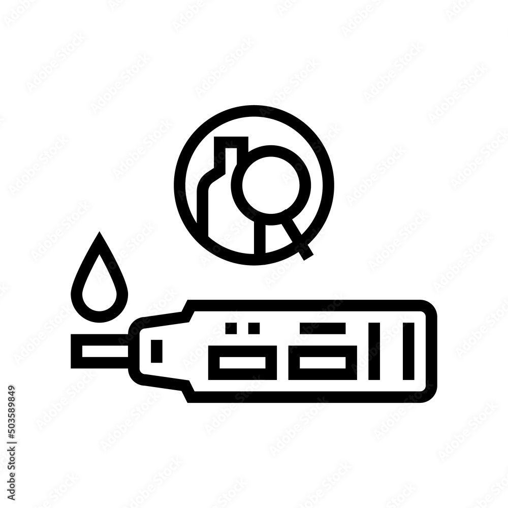 urine alcohol test device line icon vector. urine alcohol test device sign. isolated contour symbol black illustration - obrazy, fototapety, plakaty 