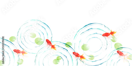 金魚　渦巻き　和柄　背景