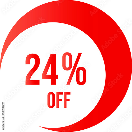 24 percent off with orange moon shape vector off