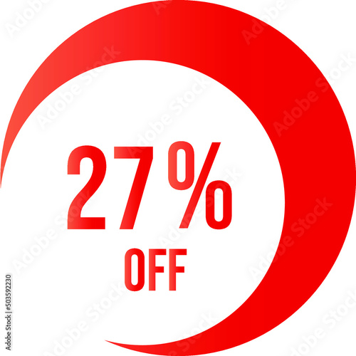 27 percent off with orange vector off circle format