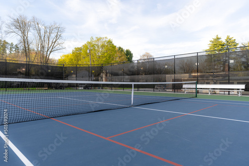 Wallpaper Mural New blue tennis courts with white lines and red pickleball lines Torontodigital.ca