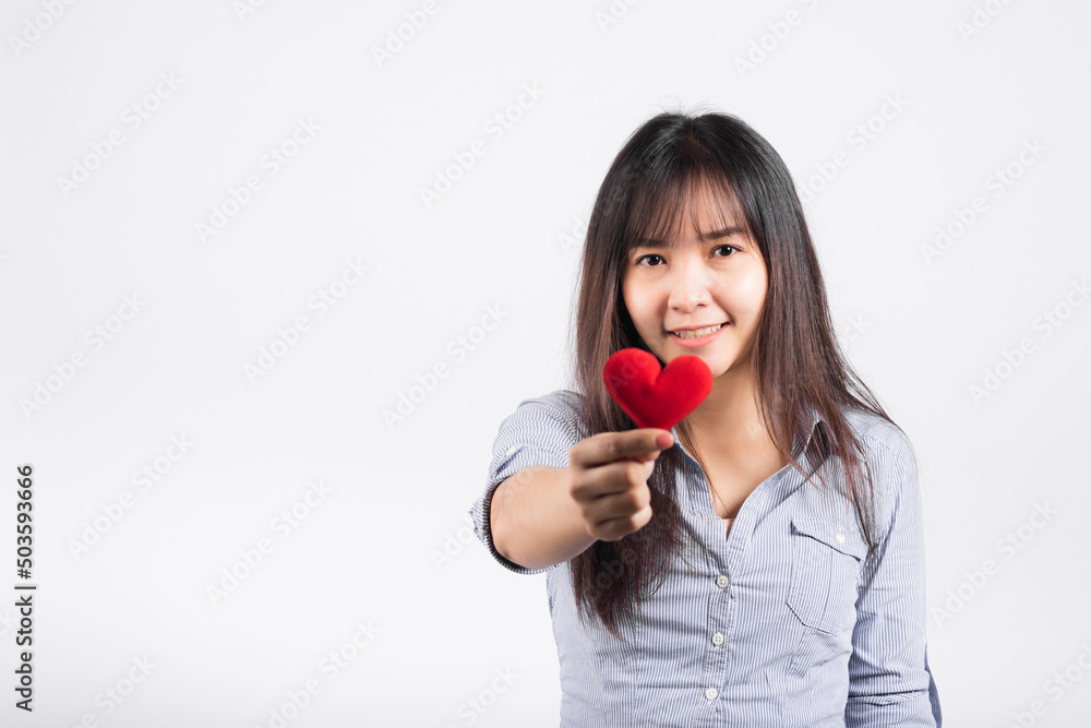 Love Valentine's Day. Woman beauty hands holding red heart for giving help donation medical healthcare concept isolated on white background, love holiday background concept Love Valentine's Day. Woman beauty hands holding red heart for giving help donation medical healthcare concept isolated on white background, love holiday background concept